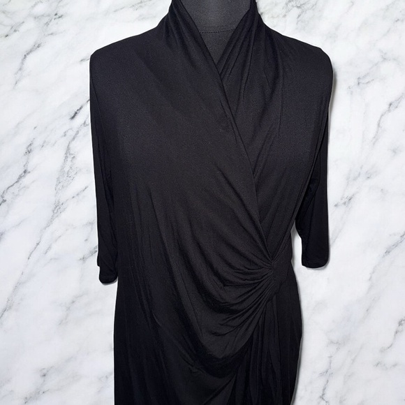 Karen Kane Black Cocktail Dress Cowl Neck 3/4 Sleeve - Picture 3 of 12